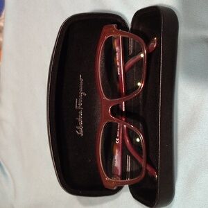 Salvatore Ferragamo Burgundy Eyewear with Black Case